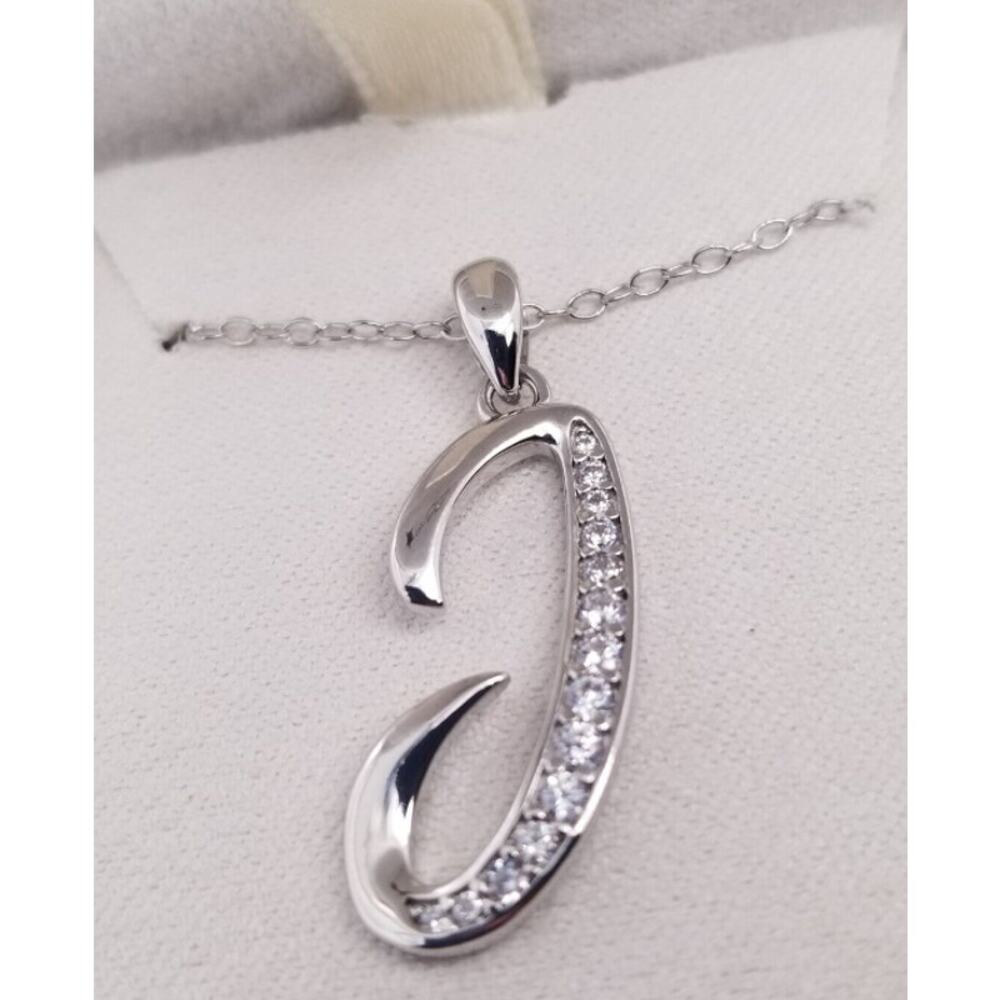 GIANI BERNINI Ornament Box Cubic Zirconia Initial "J" Pendant Necklace Sterling